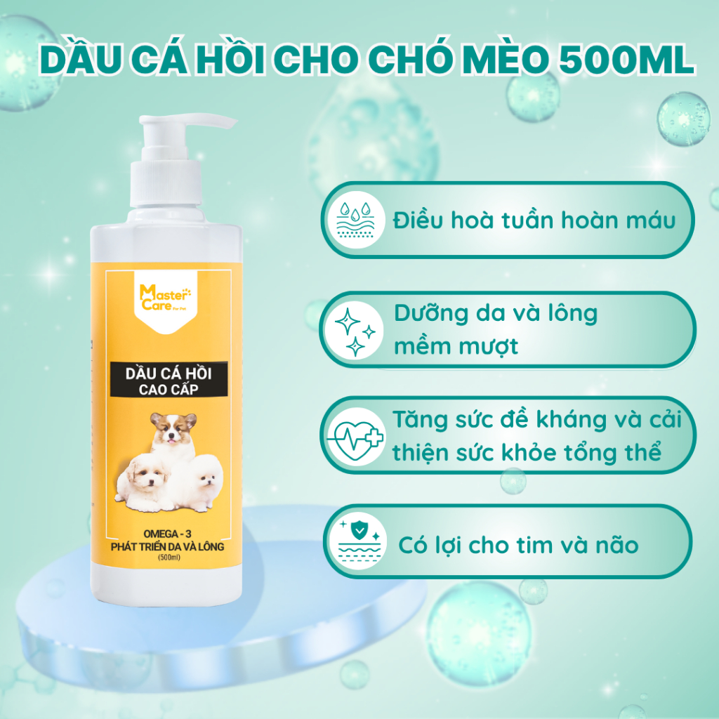 Dầu Cá Hồi MASTERCARE Giảm Rụng Lông Cho Chó Mèo, Hỗ Trợ Đẹp Da, Mượt Lông - 500ml