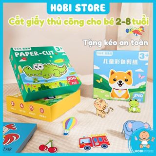  Đồ chơi cắt dán giấy thủ công cho bé 2 tuổi tặng kèm kéo nhiều chủ đề quà tặng cho bé Hobi store 