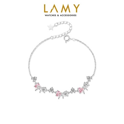 Vòng tay bạc LAMY Crystal Bow Silver Bracelet 2255Pi