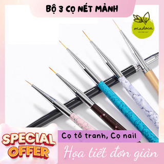 Bộ 3 cọ vẽ nét mảnh tô tranh, cọ vẽ nail - Phụ kiện tranh Madoca