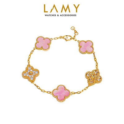Vòng tay nam nữ LAMY Flower Clover Stone Bracelet Gold 2268