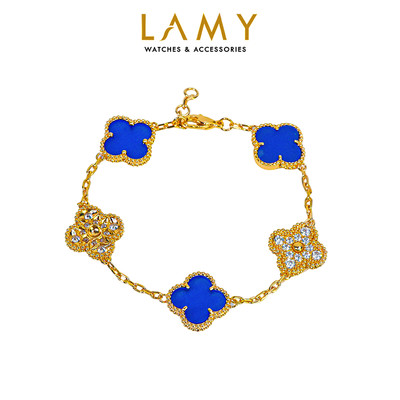 Vòng tay nam nữ LAMY Flower Clover Stone Bracelet Gold 2268