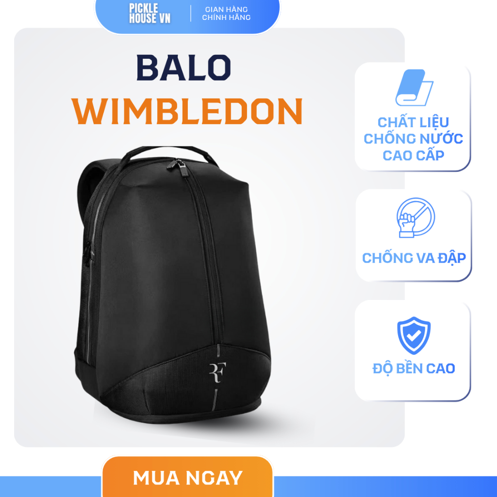 Balo Wilson RF Black – Túi Đựng Vợt Tennis Pickleball Cao Cấp, Thiết Kế Sang Trọng, Dung Tích Lớn
