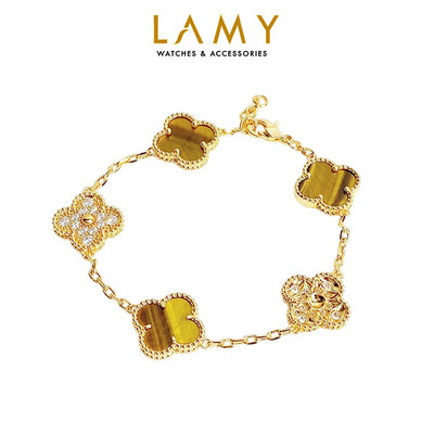 Vòng tay nam nữ LAMY Flower Clover Stone Bracelet Gold 2268