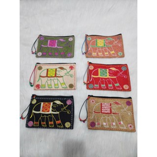 Ví vải Đay thêu voi Thái Lan Thailand 2025 hàng xuất Thái thêu siêu đẹp