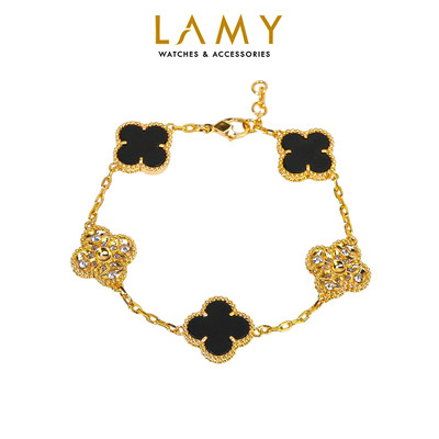 Vòng tay nam nữ LAMY Flower Clover Stone Bracelet Gold 2268