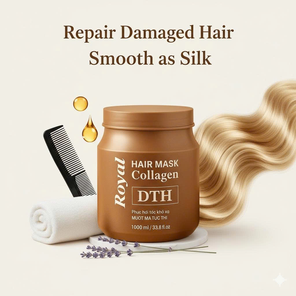 HẤP XẢ ROYAL COLLAGEN - PHỤC HỒI TÓC HƯ TỔN - HƯƠNG THƠM QUYẾN RỦ - 1000ML