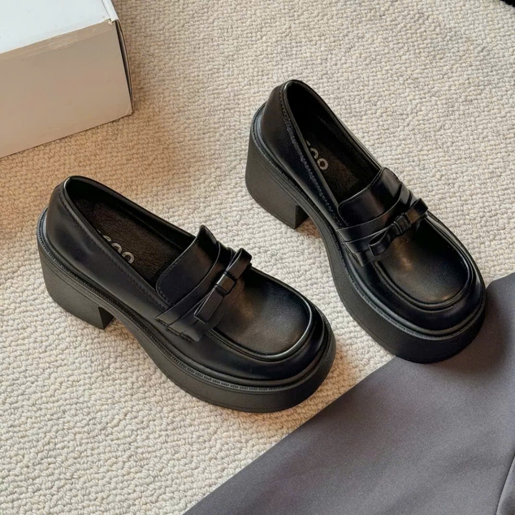 [Mở bán - giày QC cao cấp] Giày loafer nữ SRSOO đế cao 7cm cao cấp bản hộp phom xịn y hình- Giày búp