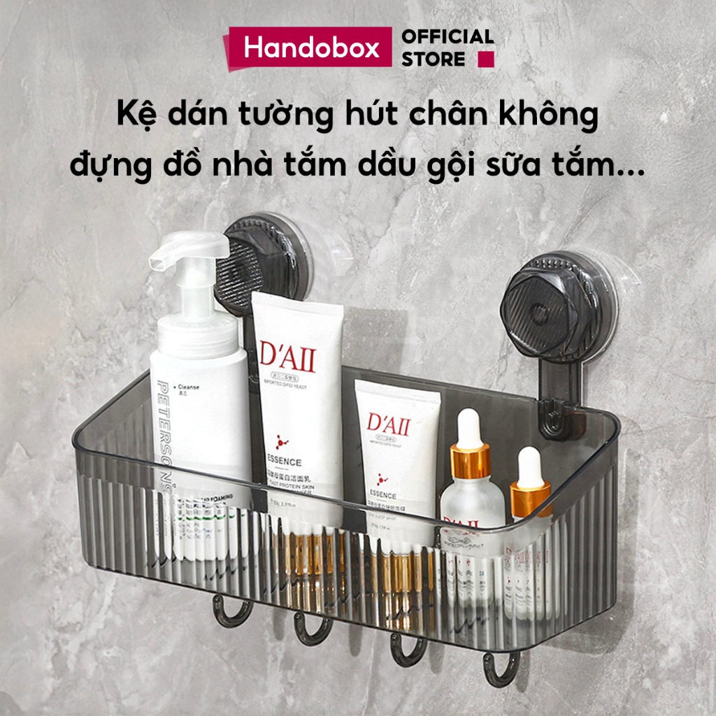 Kệ Đựng Đồ Nhà Tắm Dán Tường Hút Chân Không Handobx Kệ Trong Suốt Đựng Đồ Đa Năng Dầu Gội Sữa Tắm