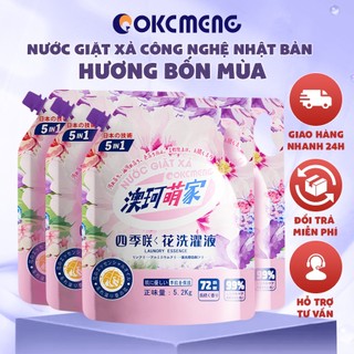 Nước giặt xả Aokemengjia 5in1 hương bốn mùa làm sạch sâu lưu hương đến 72H làm sạch tận sợi vải dịu da tay