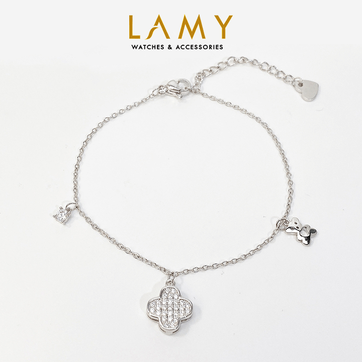 Vòng tay nữ LAMY Lucky Four Leaf Bear Silver Bracelet 2242