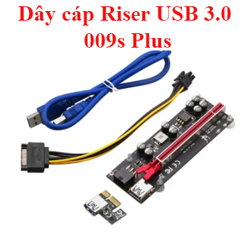 Dây cáp Riser USB 3.0 Nối Dài VGA từ PCI-E 1x to PCI 16x - 009s Plus - 8 tụ - viền kim loại bền.