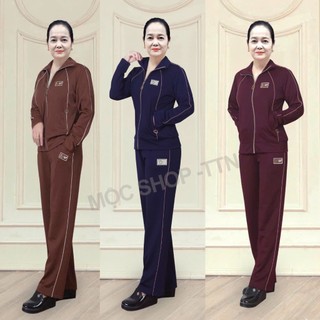  Bộ đồ Trung Niên Thu Đông Nữ dáng thể thao chất Cotton dày dặn Mộc shop  - TTN  Mẫu mới 2025  