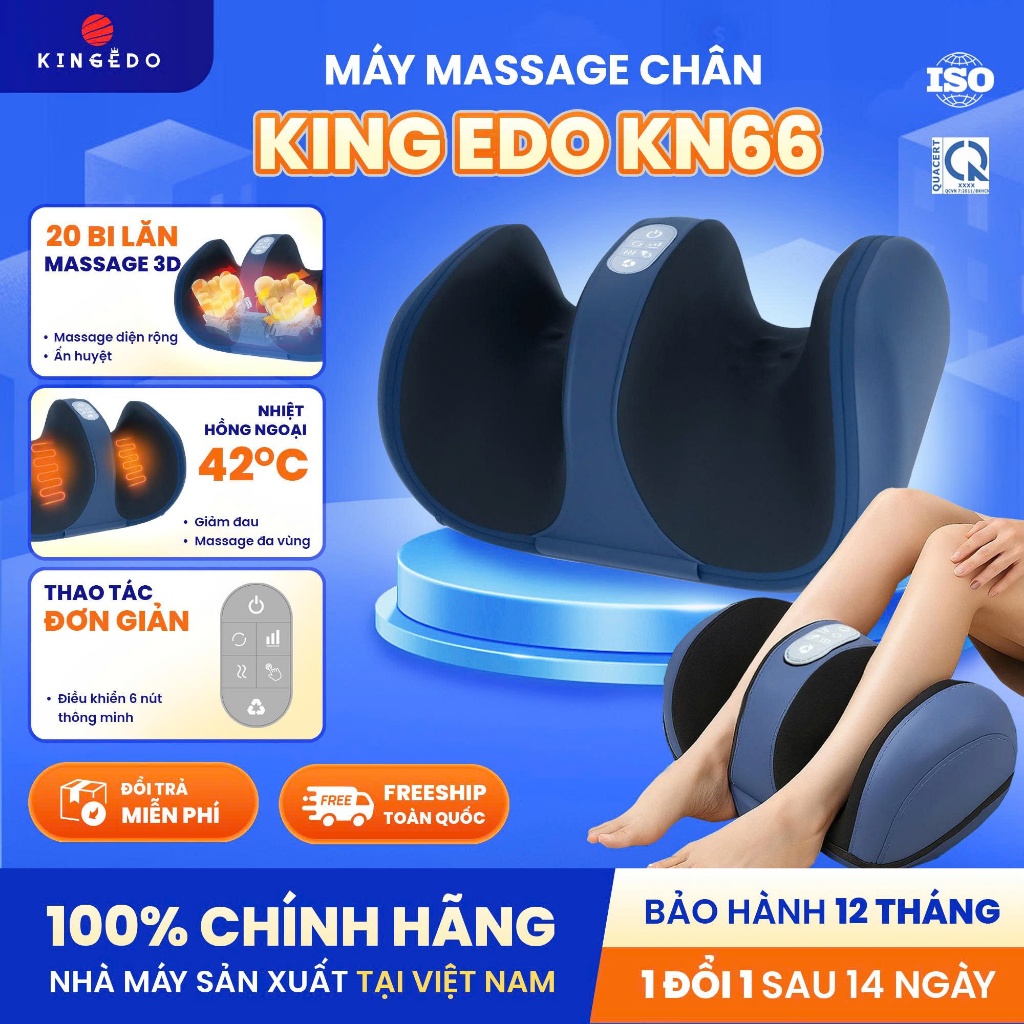 Máy Massage Chân KINGEDO KN66 Mát Xa Đa Vùng, 3 Chế Độ Kết Hợp Chườm Ấm, Dành Cho Dân Văn Phòng, Người Lớn Tuổi