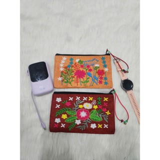 Ví vải thêu hoa đính chùm chuông dễ thương handmade vietnam