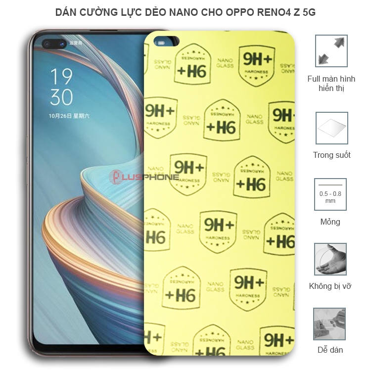 Dán cường lực dẻo nano trong hoặc nhám cho Oppo Reno4 Z 5G (Reno 4Z 5G)