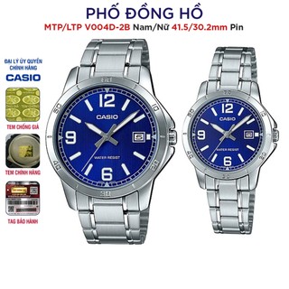 Đồng hồ đôi nam nữ dây kim loại casio anh khuê mtp/ltp v004d-2b