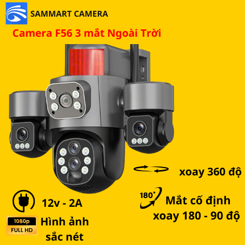 (TẶNG DÂY NỐI 3M KHI MUA THẺ) Camera F56 Yoosee 4 mắt 3 khung hình Ảnh Full HD Đàm Thoại 2 Chiều Cản