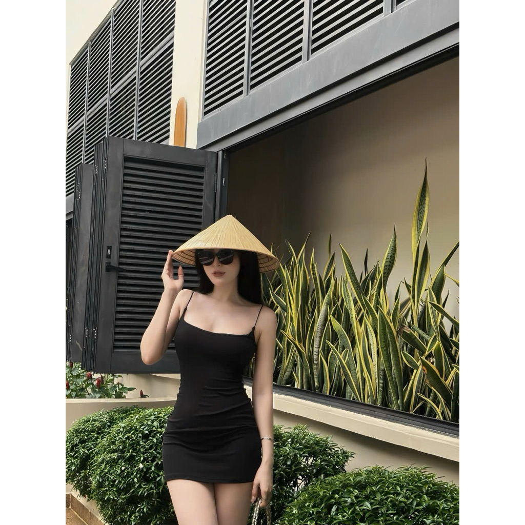 Xuongmaytini - Đầm Body Hai Dây Sợi Bún, Mút Tháo Rời Tôn V1, Vải Thun Rip Trung Mềm Mịn Mát _B10 | BigBuy360 - bigbuy360.vn