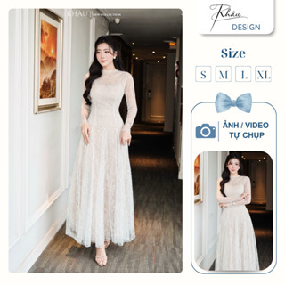  Đầm Thiết Kế KHÂU Design Váy Đi Tiệc Ren Nhũ Xoè Dài Tay Lấp Lánh Sang Chảnh - K915 