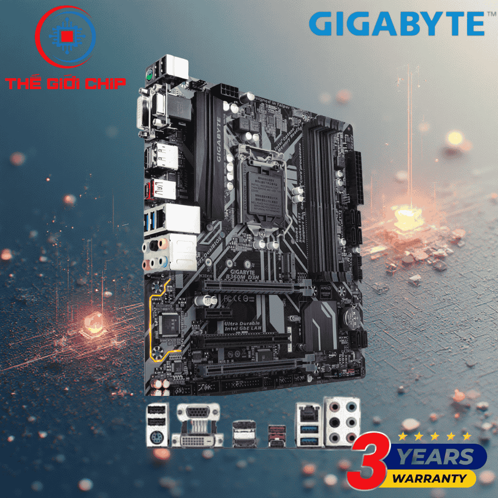 Mainboard (Bo mạch chính) Gigabyte B360M-D3H (Tye-C) M.2 I like new Box Bảo hành 36 tháng bởi nhà cu