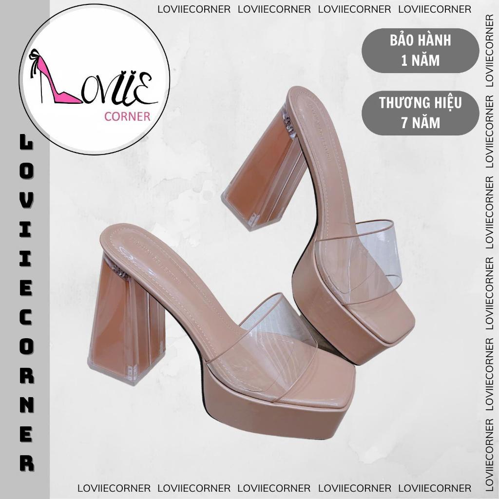 LOVIIECORNER - CAO GÓT NỮ MŨI VUÔNG QUAI MICA MỀM - GUỐC CAO GÓT NỮ  ĐẾ TRỤ VUÔNG HIỆN ĐẠI CAO  13CM