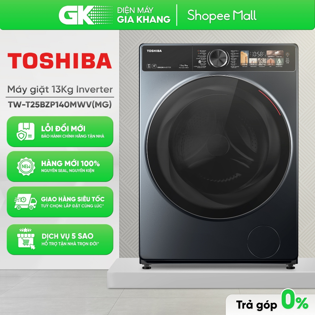 Máy Giặt Toshiba Inverter 13 Kg TW-T25BZP140MWV(MG) [Freeship HCM]