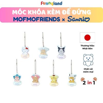Móc Khóa Kèm Đế Đứng - Thú bông MofmoFriends đội nón Sanrio - Treo Túi, Treo Balo, Móc Khóa
