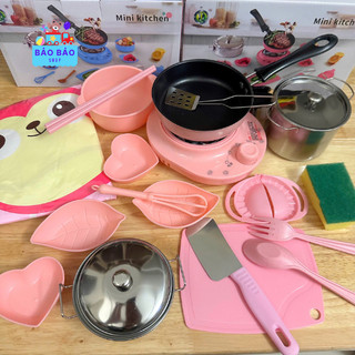  Đồ Chơi Bộ Nấu Ăn Thật Bộ Nấu Ăn 22 Chi Tiết Cho Bé Có Bếp Điện Mini 
