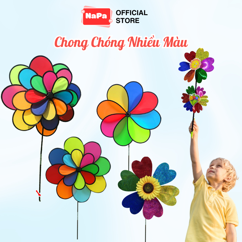 Chong Chóng Cầu Vồng 8 Cánh 2 Lớp, Chong Chóng Đa Sắc Màu, Trang Trí Quán Café, Sân Vườn, Văn Phòng