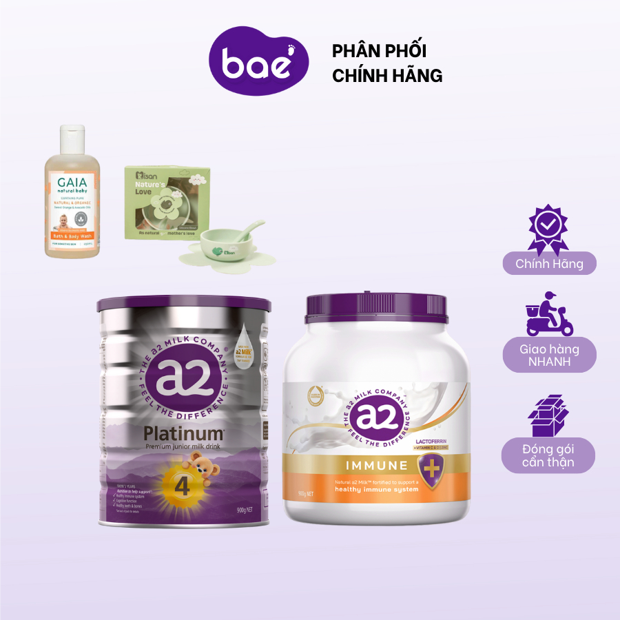[Tặng sữa tắm] Combo 2 lon Sữa A2 Platinum, A2 Immune, A2 Gentle Gold đạm A2 dễ tiêu hóa cho bé đủ s