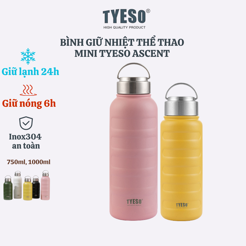Bình giữ nhiệt thể thao Mini TYESO Ascent nhỏ gọn, giữ nóng lạnh lâu nắp Inox cao cấp