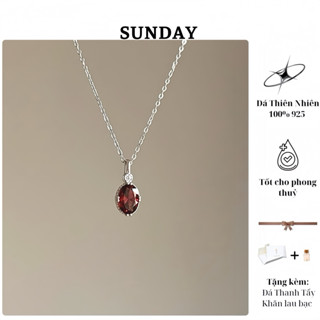  Dây Chuyền Bạc S925 Đính Đá Garnet Màu Rượu Vang 5x7mm – Đá Nữ Thần Tình Yêu Thu Hút May Mắn Và Tình Duyên 
