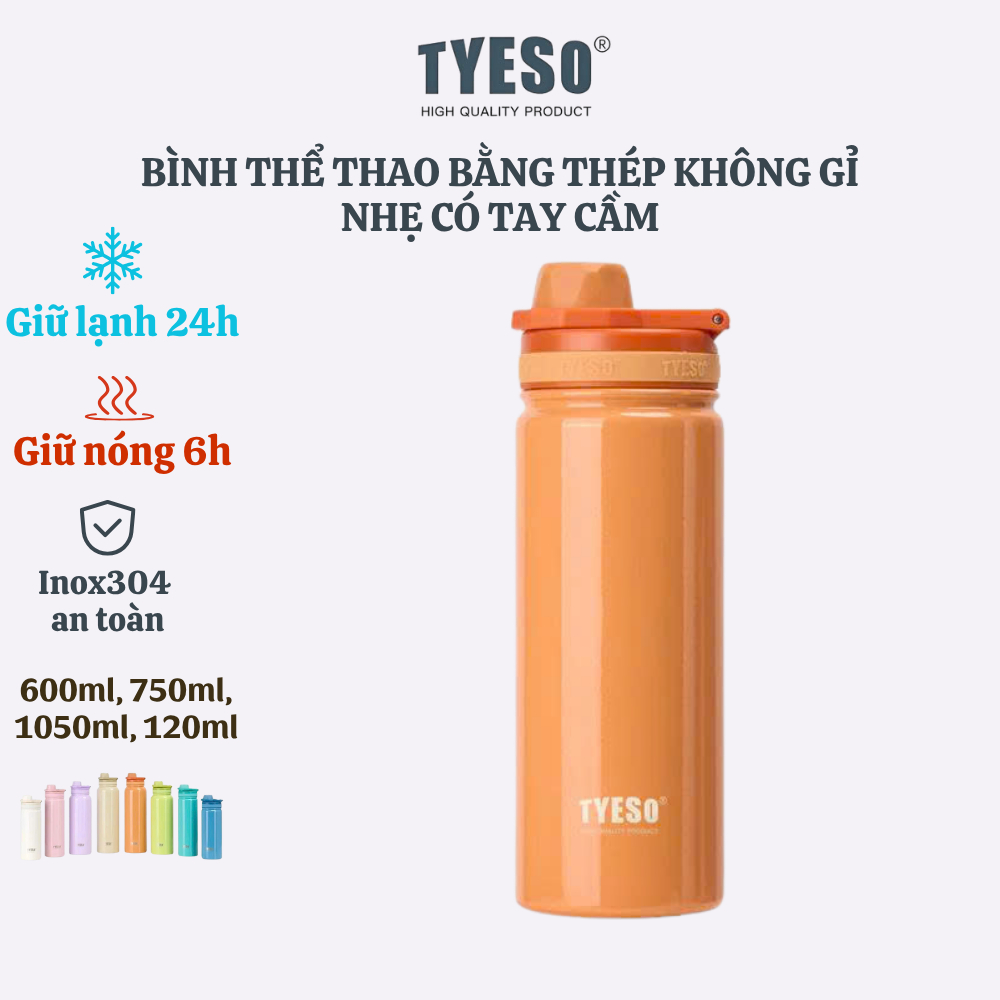 Bình giữ nhiệt TYESO cốc Thép không gỉ hai lớp tumbler bottle 600ml  TS-8706