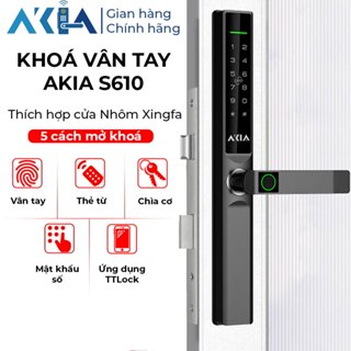  Khóa vân tay AKIA S610 dành cho cửa nhôm Xingfa - Mở khóa vân tay Mật khẩu Thẻ từ Ứng dụng TTLock BH 24 Tháng 