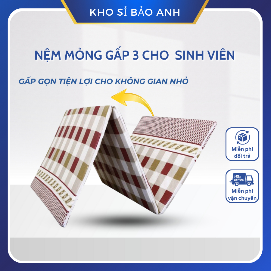 [LINK HỎA TỐC] Nệm kí túc xá, Nệm gấp pe korea hàn quốc 80cm x 2m cao 3,5,10 phân