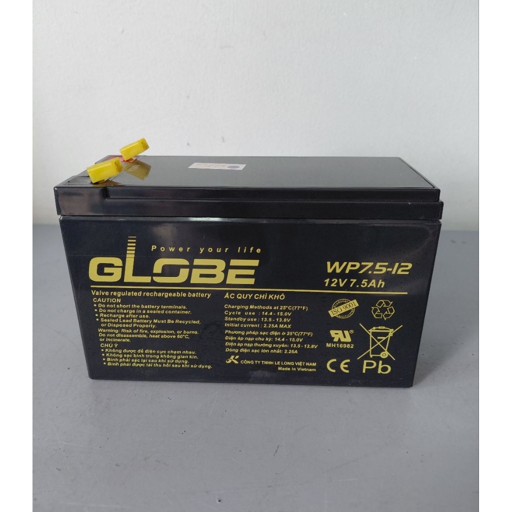 Bình ắc quy lưu điện ups, bình xịt thuốc globe PA 12-7.5 | 12V - 7.5Ah