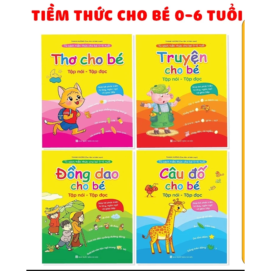 Sách - Combo Tiềm Thức Cho Bé 0-6 Tuổi Tập NÓI, TẬP ĐỌC: Đồng Dao - Thơ - Truyện - Câu Đố Kèm File Đ