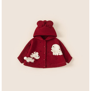  Size  10-30kg  Áo khoác choàng len đỏ QCCC siêu xinh cho bé gái Áo khoác len mùa đông cho bé mặc noel tết 