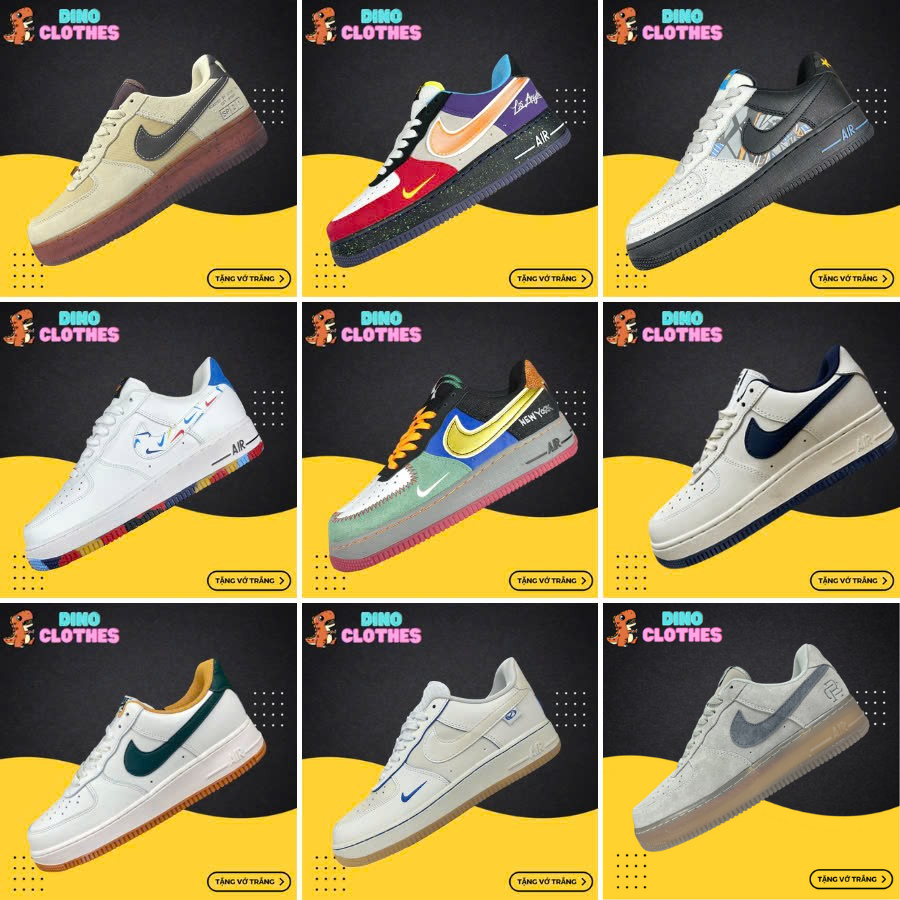 Giày Sneaker AF1 Low, AF1 Cổ Thấp Tổng Hợp Màu (1)  - DinoSneaker99
