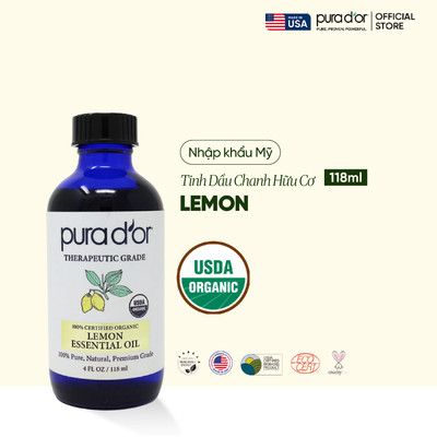 Tinh Dầu Chanh Hữu Cơ PURA D’OR Therapeutic Grade Lemon Essential Oil 118ml