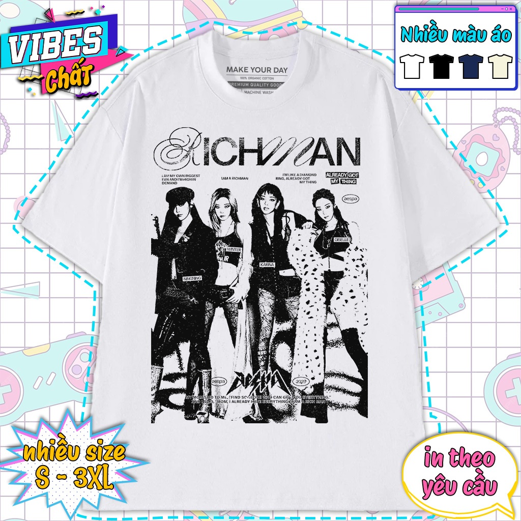 Áo Thun AESPA - Áo Thun Idol Kpop AESPA - Áo Thun Tặng Bạn Gái Oversize 100% Cotton