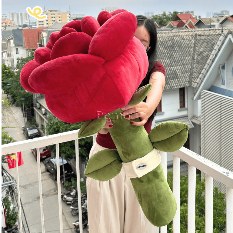 (Hàng Loại 1) Hoa Hồng Khổng Lồ BEMORI Gấu Bông Cành Hoa Hồng Đỏ Nhồi Bông Form Cứng Cao Cấp 70cm Qu