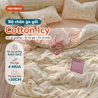 Bộ Chăn Ga Gối Cotton Icy Hoạ Tiết Mịn Decor Đủ Size Màu Vintage Bộ Cotton Đũi Hàn - Nhiều Hoạ Tiết 
