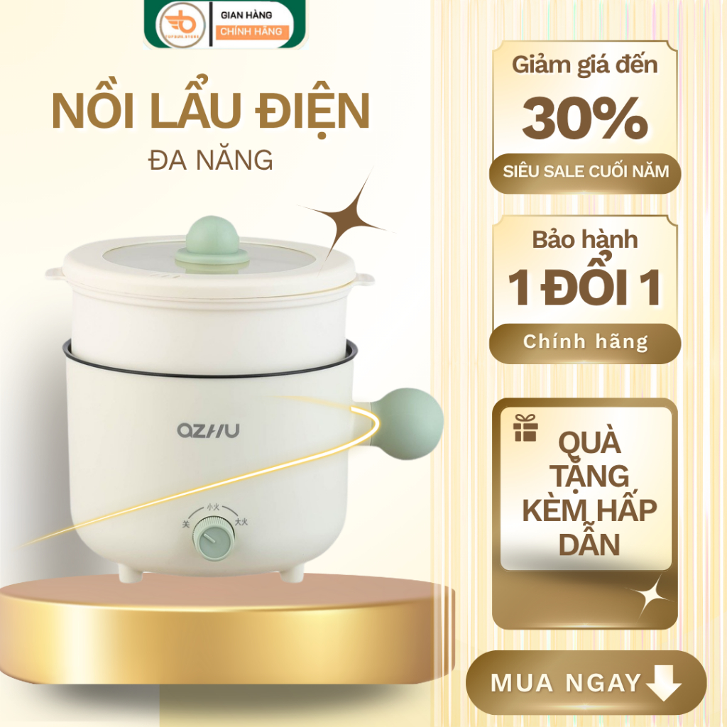 Nồi Điện Đa Năng Mini 1.8L,Khay Hấp 2 Tầng, Chống Dính,Lẩu – Nướng– Chiên– Luộc, Tiết Kiệm Điện X385