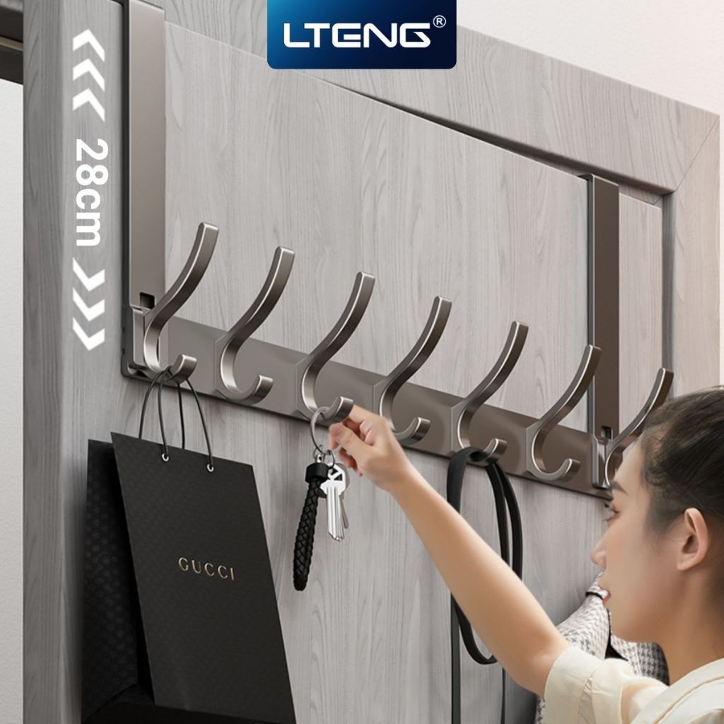 Thanh móc treo sau cửa LTENG, nhôm cao cấp chống gỉ, không cần khoan, tiết kiệm không gian