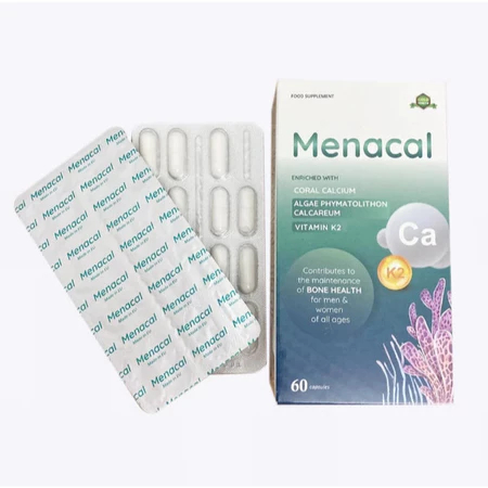 Canxi Tự Nhiên Menacal, bổ sung Canxi, vitamin D3K2 Không Nóng Không Táo