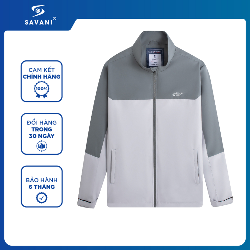 Áo Khoác Gió Nam SAVANI Không Mũ, Chất Liệu Polyester Cản Gió, Chống Nước Tốt MAGK001W5