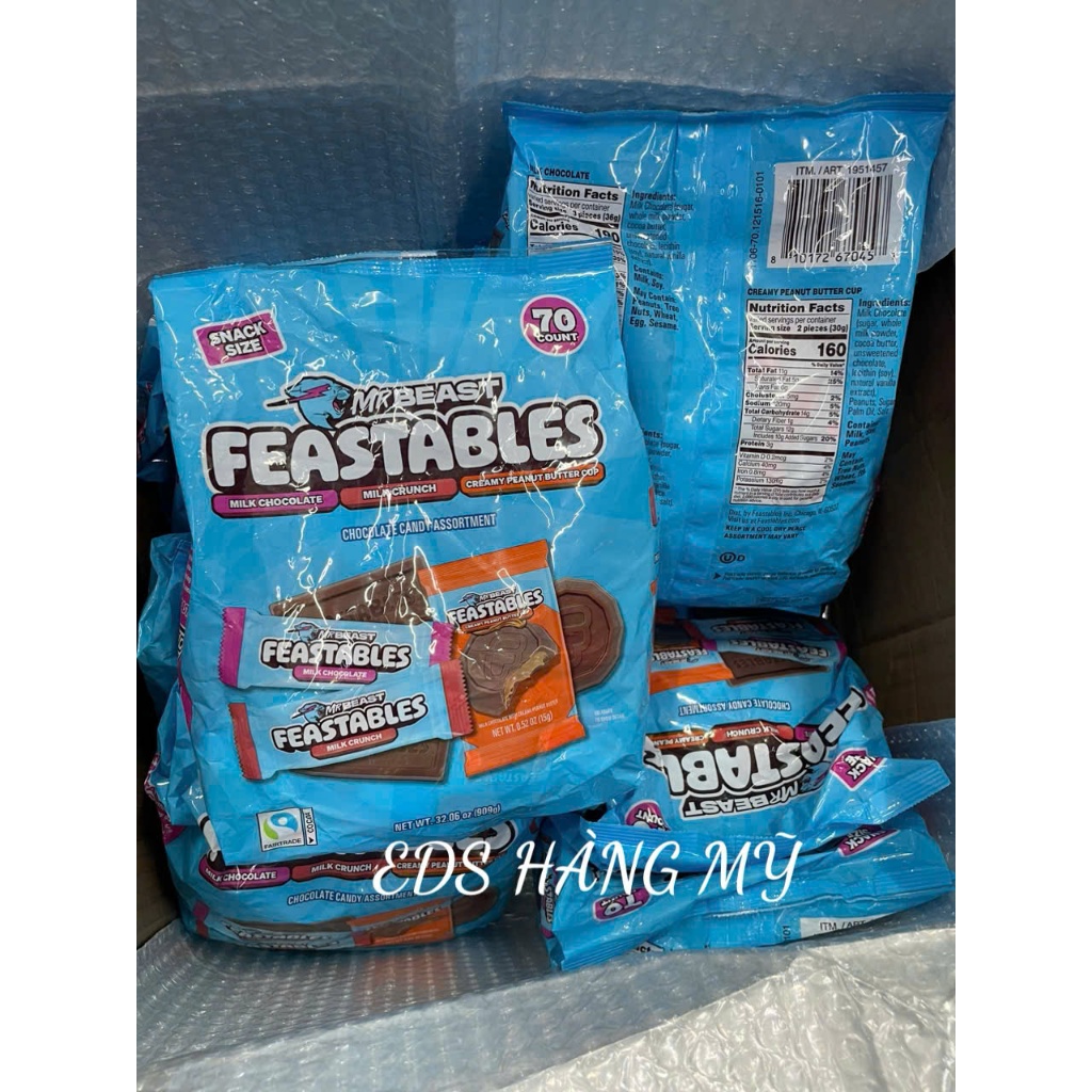 KẸO SOCOLA DATE T7/2026 MRBEAST FEASTABLES – GÓI 70 THANH MINI - EDS Hàng Mỹ