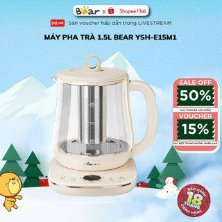  Bình pha trà điện thuỷ tinh Bear YSH-E15M1 Dung tích 1.5L  Có lõi lọc inox Chính Hãng,BH 18 Tháng 